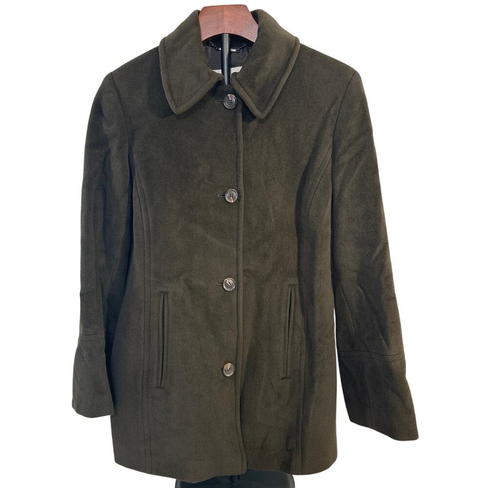 Calvin Klein Chocolate Brown Angora Rabbit Hair Wool Blend Coat Size Small